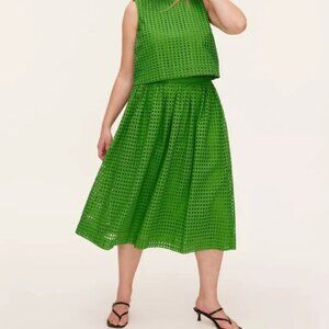 Kate Spade New York x Target green Eyelet Volume Midi Skirt NWT size XXS